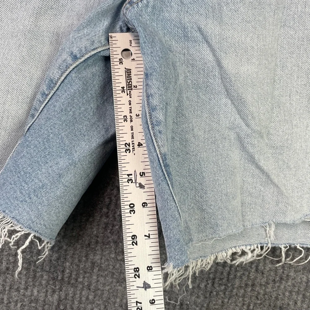 American Eagle Denim Shorts Women 16 Blue Strigid High Rise Raw Hem Distressed